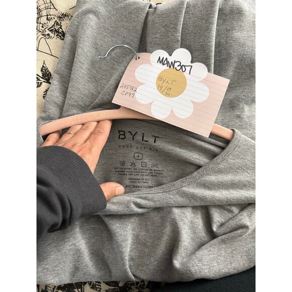 BYLT Shirt Men's Small Drop Gray Short Sleeve - Picture 3 of 4